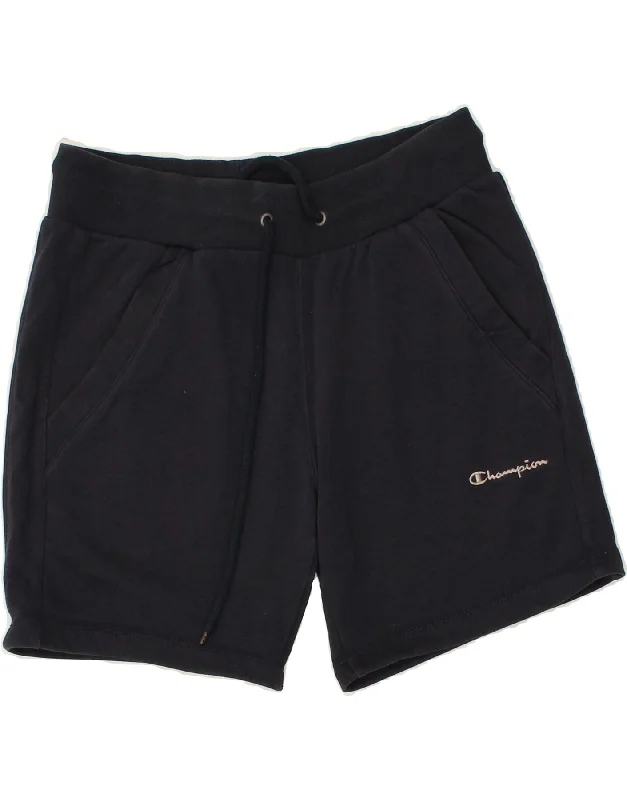 CHAMPION Womens Graphic Sport Shorts UK 10 Small Navy Blue