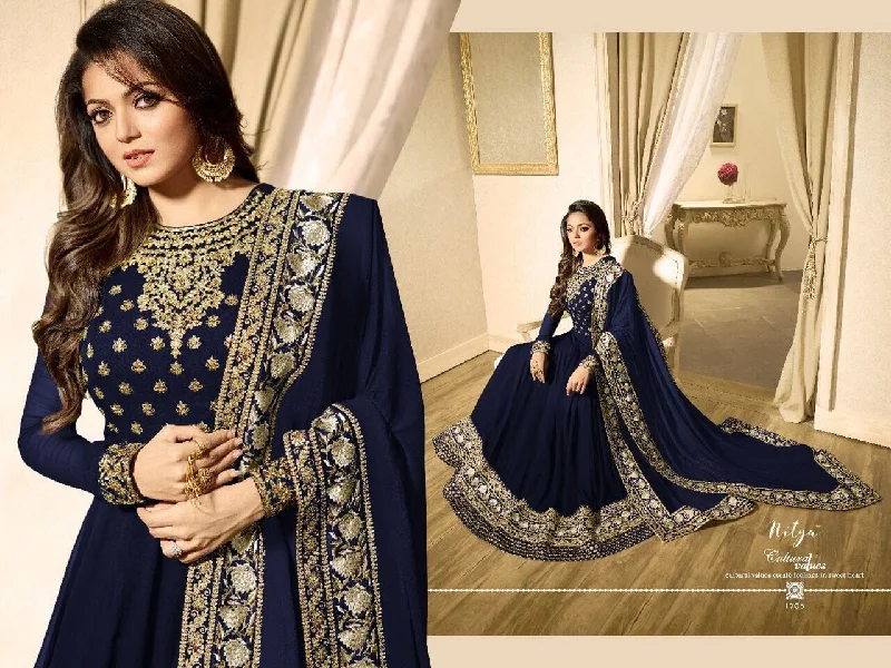 Dark Blue LT 1703 Banglory Silk Georgette with Embroidery work Anarkali Suit