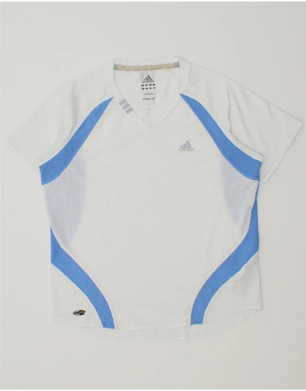 ADIDAS Womens Climacool T-Shirt Top UK 12 Medium White Colourblock