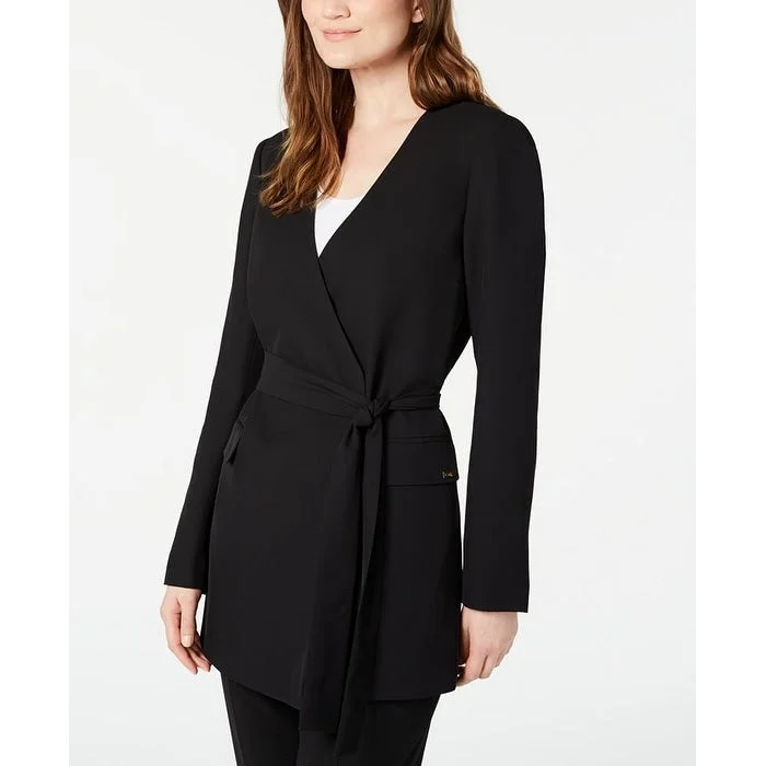 Calvin Klein Women's Long Belted Blazer Black Size Small