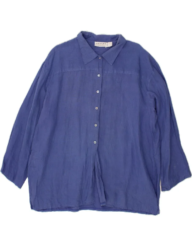 JAEGER Womens Shirt Blouse UK 20 2XL Blue Linen