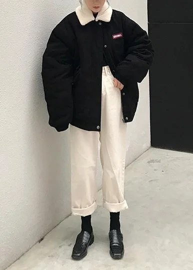 2024 oversize snow jackets winter overcoat black Peter pan Collar women parka