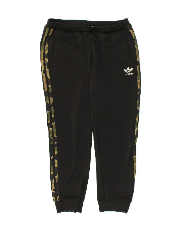 ADIDAS Womens Tracksuit Trousers Joggers UK 12 Medium Black Cotton