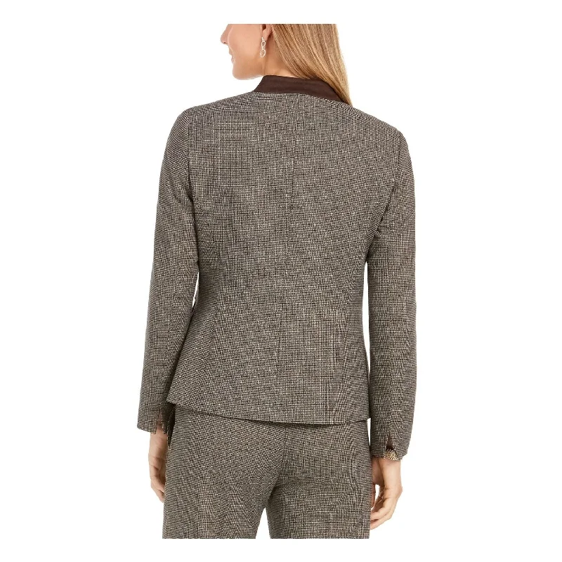 Kasper Women's Houndstooth Blazer Wear To Work Jacket Brown Size 4