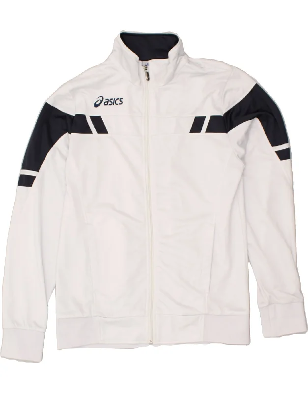 ASICS Womens Tracksuit Top Jacket UK 18 XL White Polyester