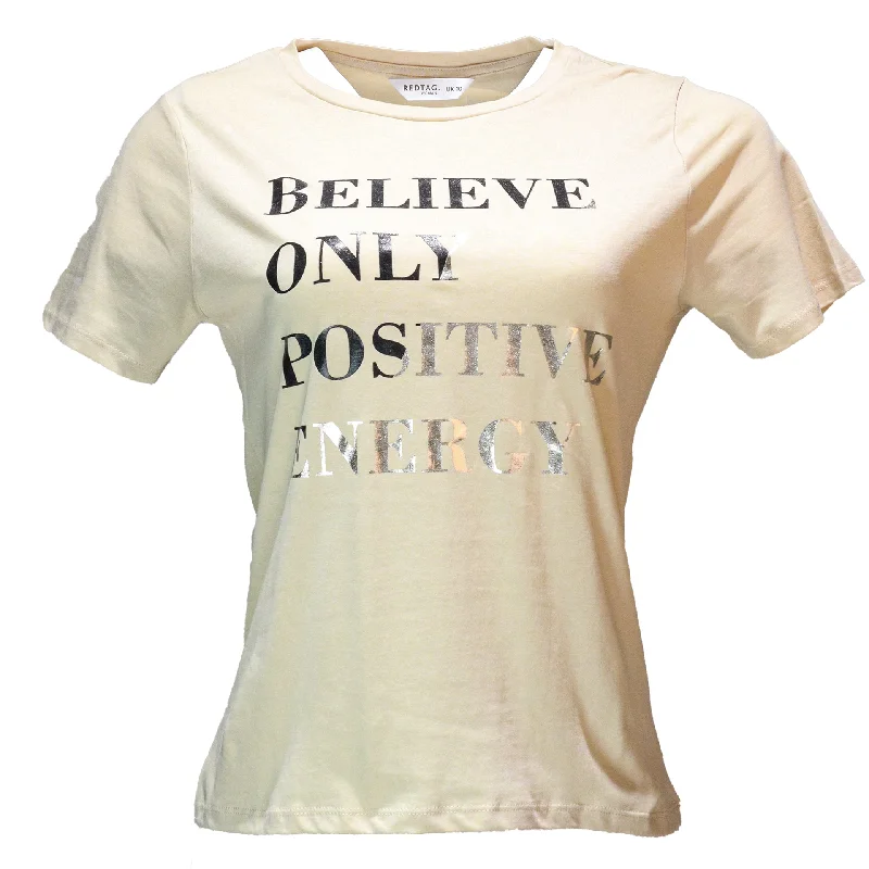 Beige Foil Printed T Shirt