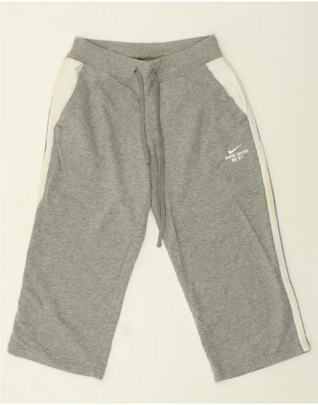 NIKE Womens Capri Tracksuit Trousers UK 8/10 Small Grey Cotton