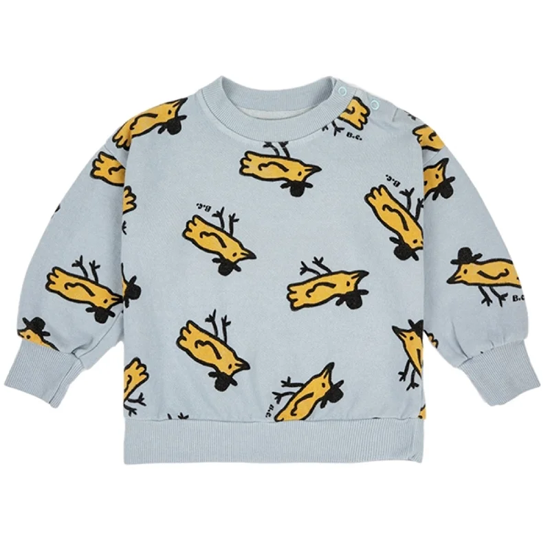 Bobo Choses Light Blue Mr Birdie All Over Sweatshirt