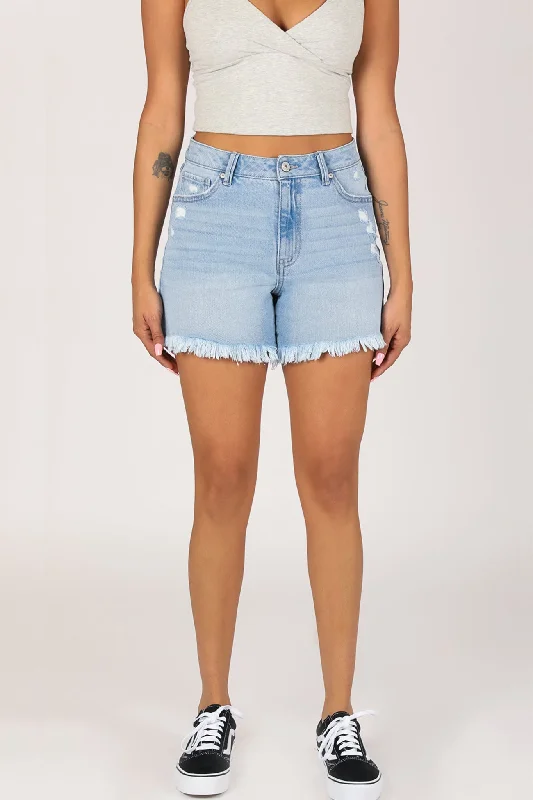 Super High Rise Wedge Midi Short - Classic Nicked Blue