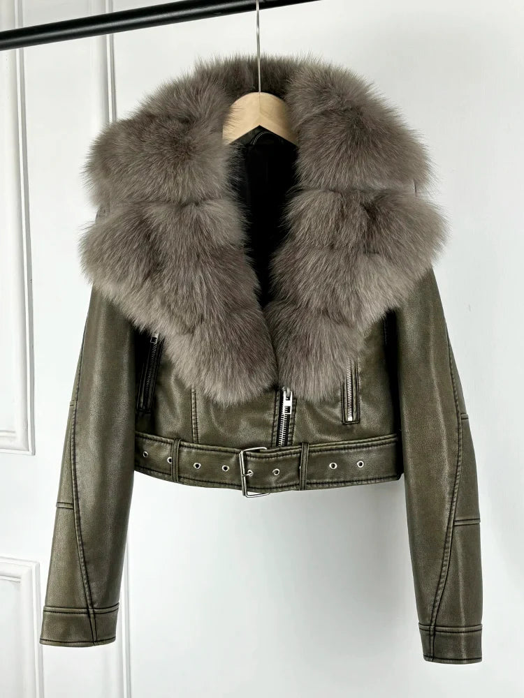 Green Coat Gray Fur