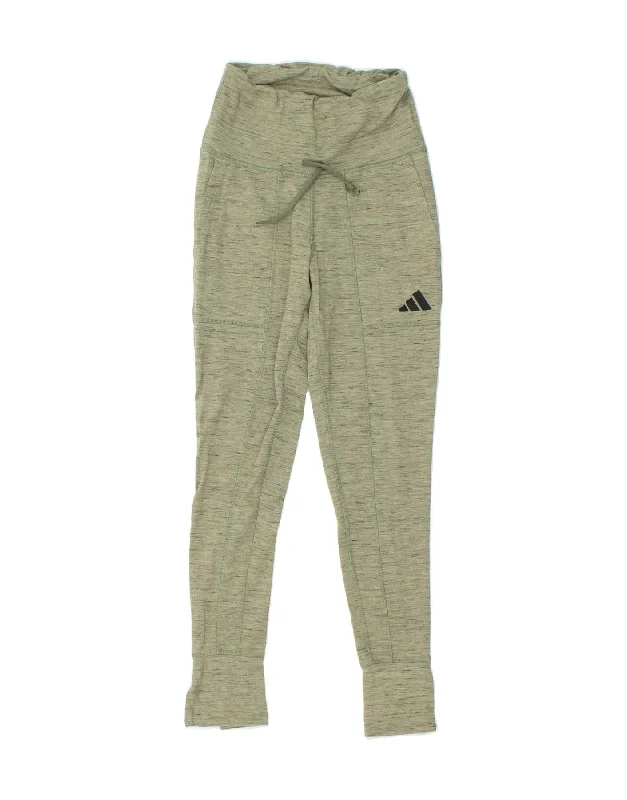 ADIDAS Womens Tracksuit Trousers Joggers UK 4/6 XS Green Flecked Polyester