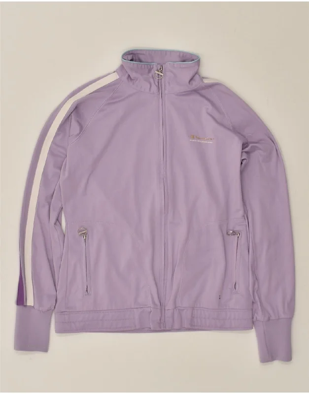 CHAMPION Womens Heritage Fit Tracksuit Top Jacket UK 14 Medium Purple