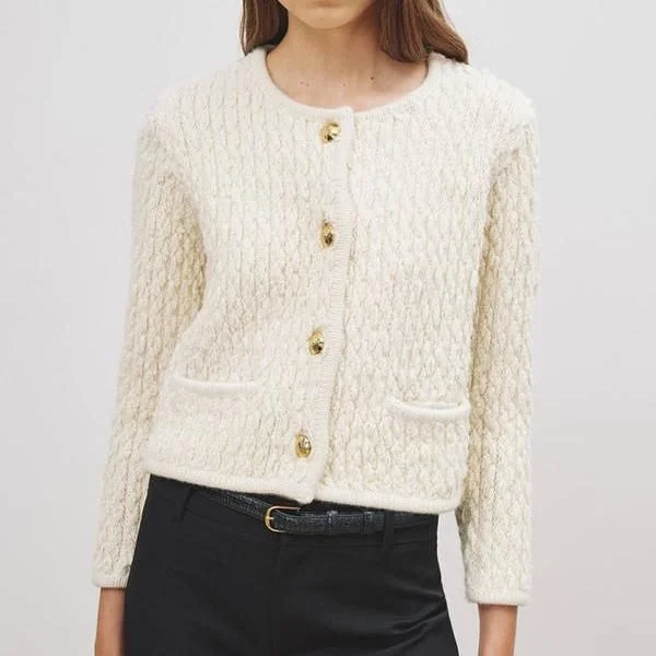 Elegant O-Neck Knitted Cardigan for Women