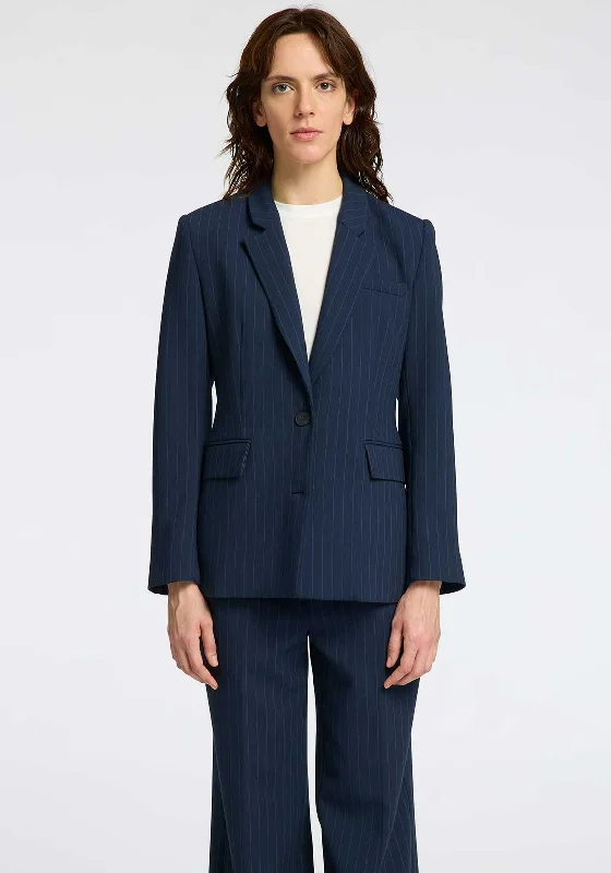 Selected Femme Frita Pinstripe Blazer, Navy