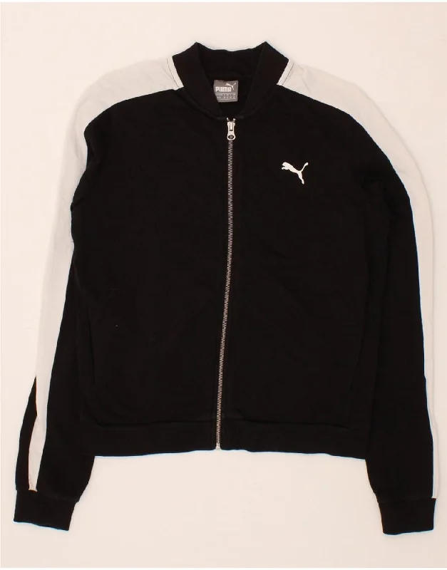 PUMA Womens Tracksuit Top Jacket UK 12 Medium  Black Colourblock Cotton