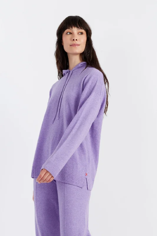 Lavender Wool-Cashmere Relaxed Hoodie