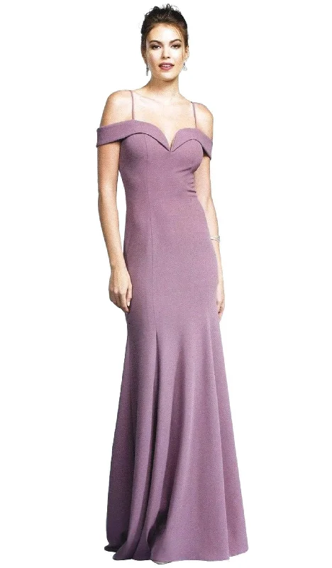 Aspeed Design - Off Shoulder With Spaghetti Straps Evening Dress