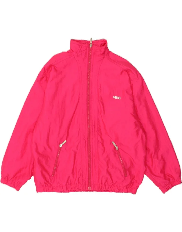 VINTAGE Womens Oversized Tracksuit Top Jacket EU 40 Medium Pink Polyamide