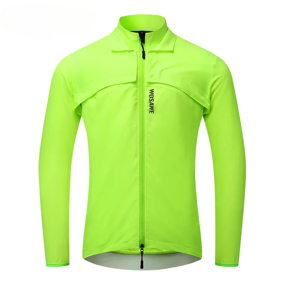 Mens Bike Jacket Long Sleeve Jersey Vest Wind Coat Windbreaker Jacket Windproof Outdoor Sportswear with Removable Sleeves