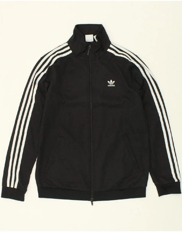 ADIDAS Womens Tracksuit Top Jacket UK 10 Small Black Cotton