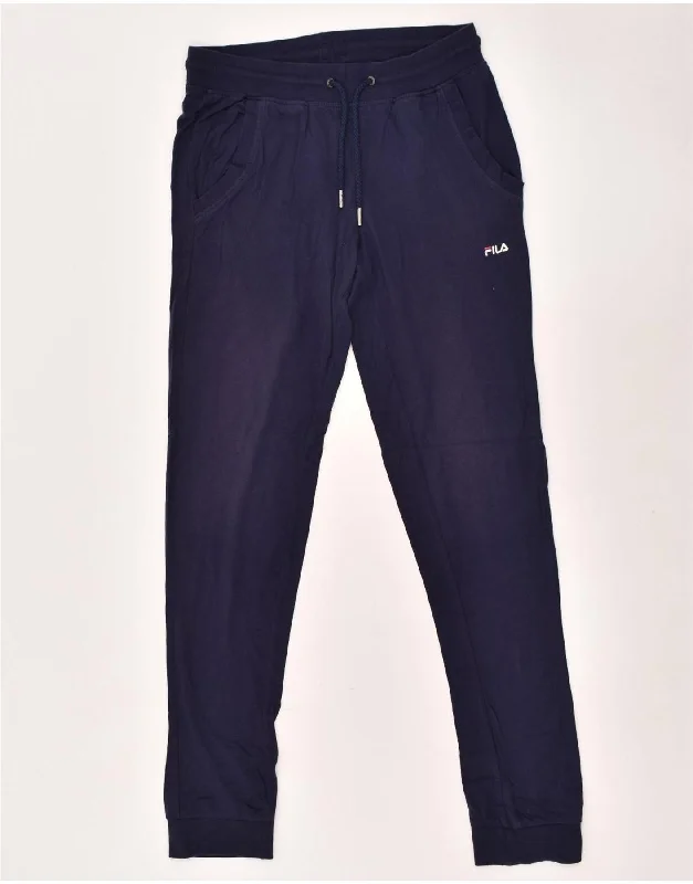 FILA Womens Tracksuit Trousers Joggers UK 12 Medium Navy Blue Cotton