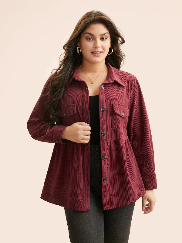 Corduroy Collared Flap Detail Jacket