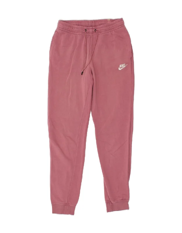 NIKE Womens Tracksuit Trousers Joggers UK 10 Small Pink Cotton