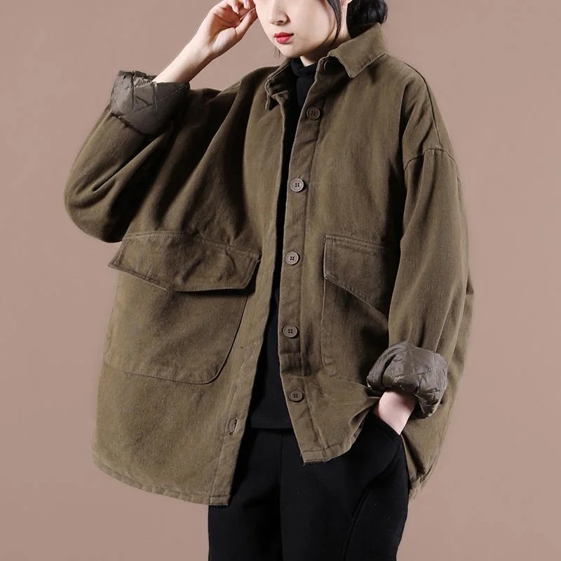 Beautiful lapel Button Down  spring for women chocolate short coats