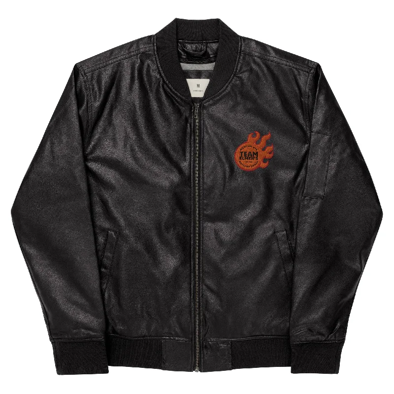 Team Elmer's Unisex Fireball Leather Bomber Jacket