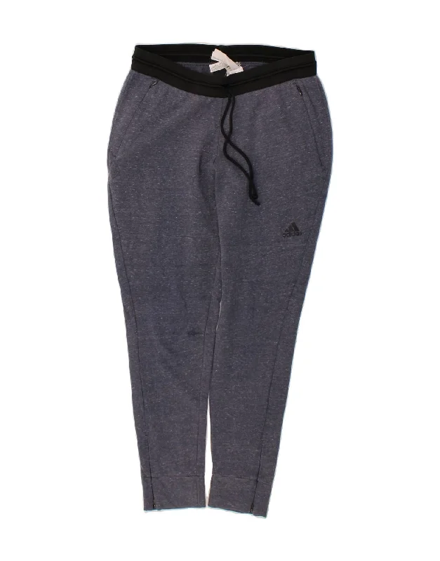 ADIDAS Womens Tracksuit Trousers Joggers UK 8/10 Small Navy Blue Flecked