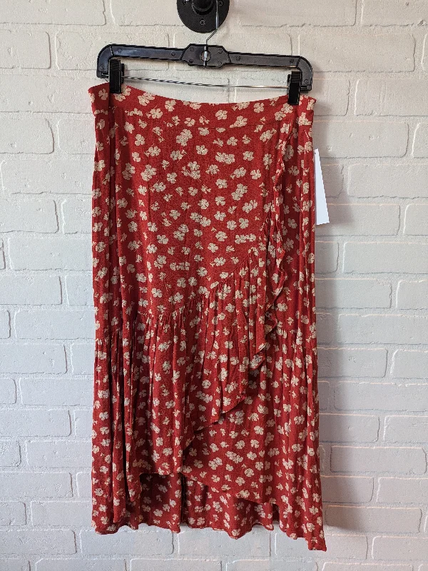 Skirt Midi By Madewell In Orange, Size: 8