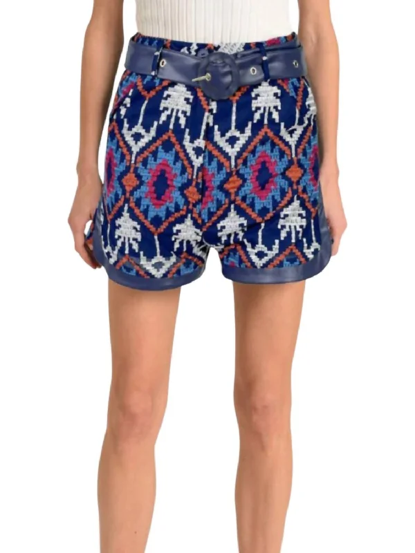 Kimberly Embroidered Shorts In Navy Multi