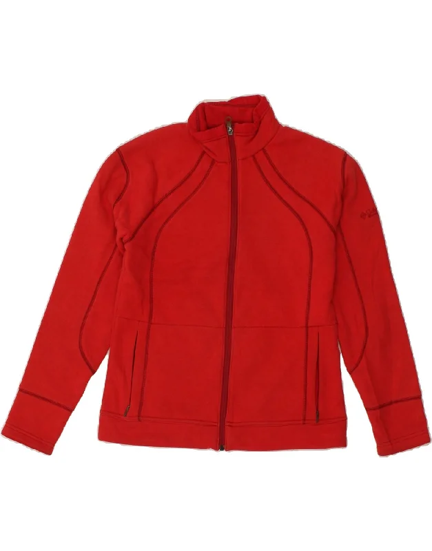 COLUMBIA Womens Tracksuit Top Jacket UK 14 Medium Red Cotton