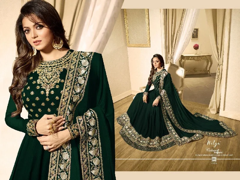 Dark Green LT 1703 Banglory Silk Georgette with Embroidery work Anarkali Suit