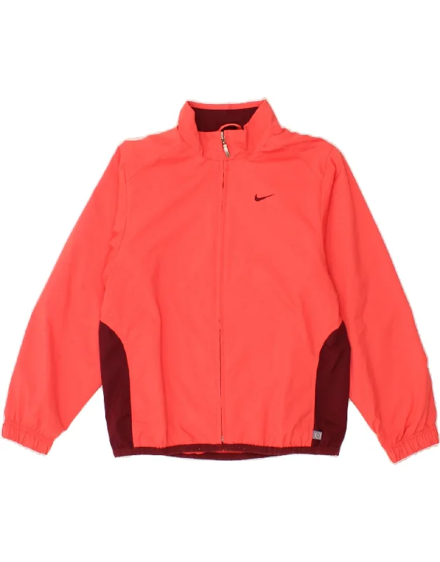 NIKE Womens Tracksuit Top Jacket US 10/12 Medium Red Colourblock Polyester