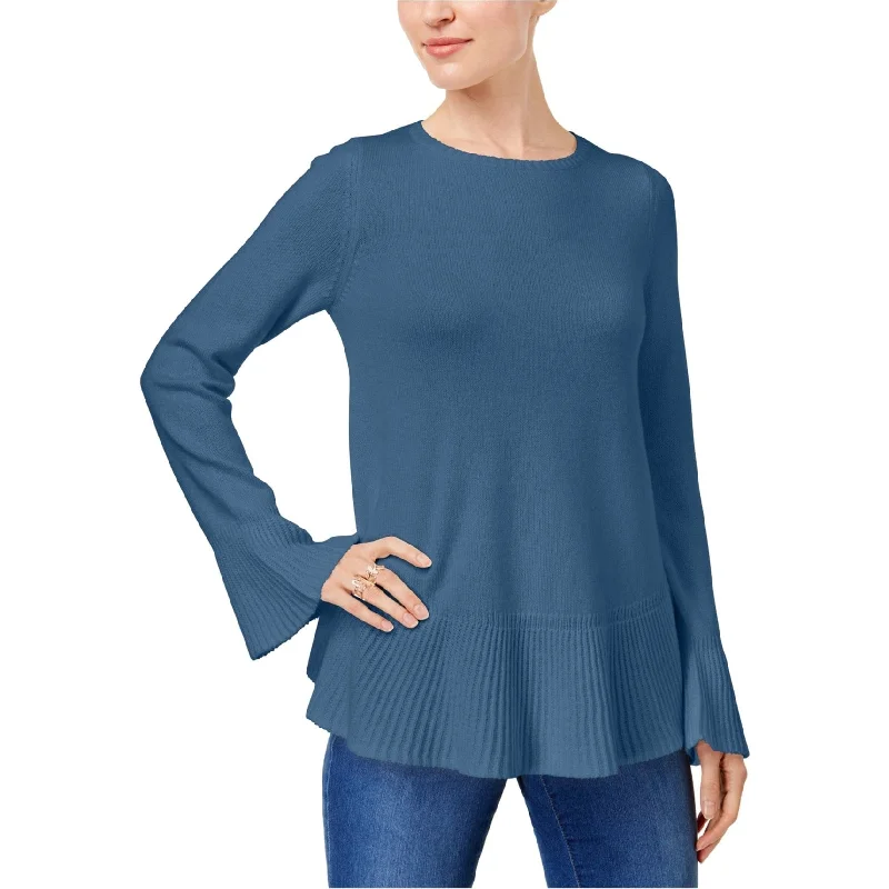 Style & Co. Womens Flared Crew Neck Pullover Sweater, Blue, X-Small