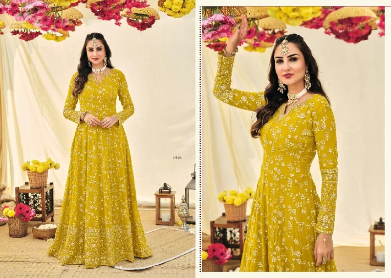 Yellow Heavy Blooming Fox Georgette with
Embroidery Anarkali Suit