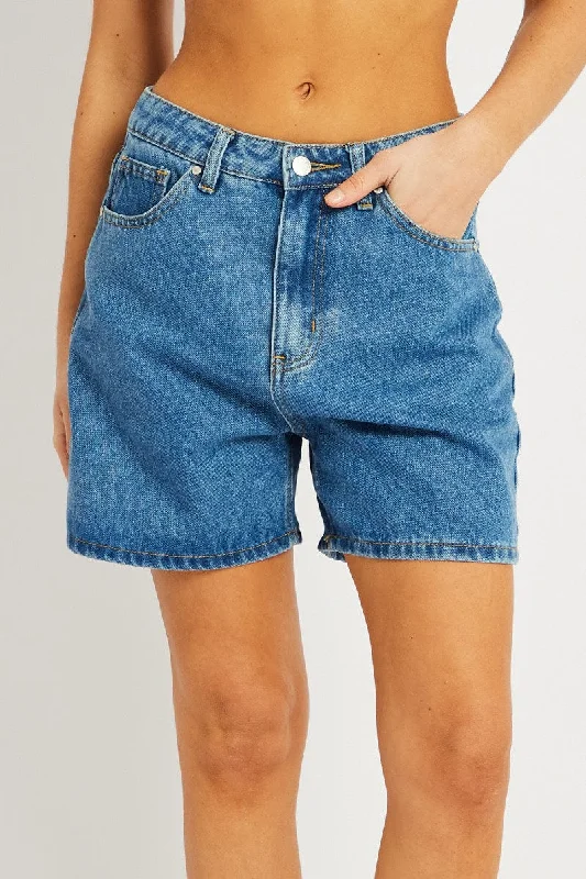 Denim Relaxed Short High Rise Longline