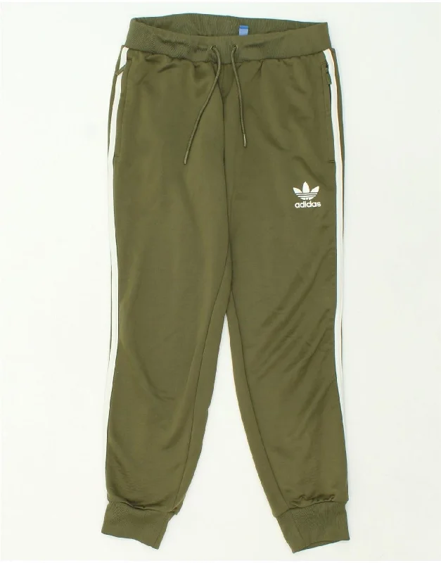 ADIDAS Womens Tracksuit Trousers Joggers UK 14 Medium Khaki Polyester