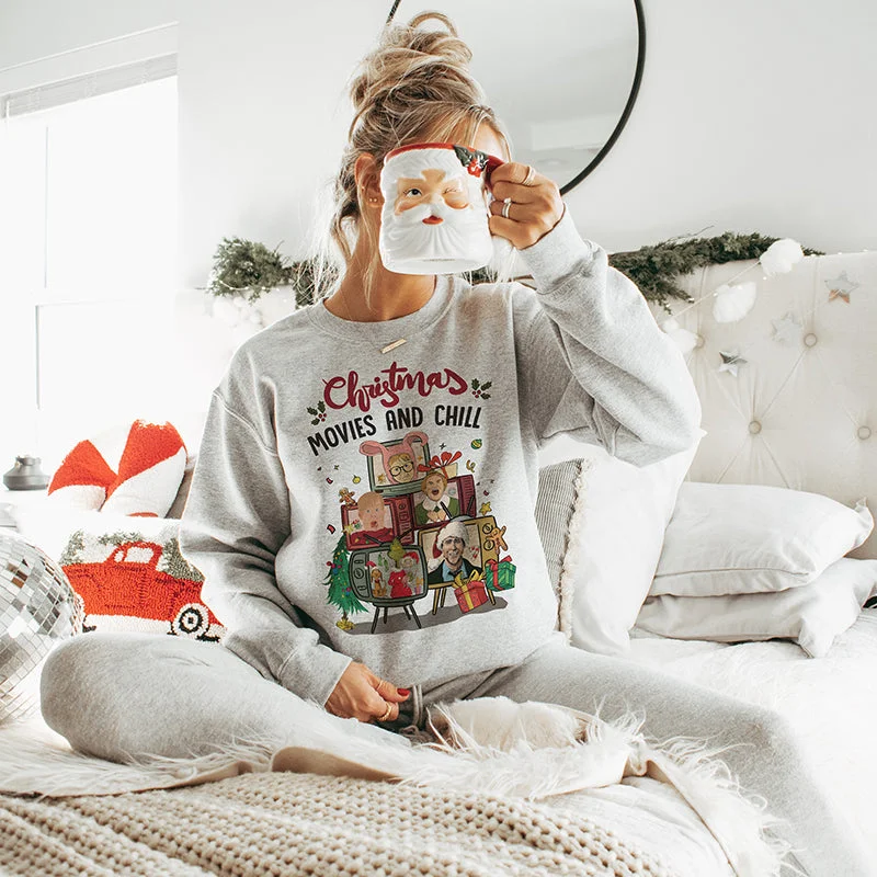 Christmas Movies And Chill Crewneck Sweatshirt