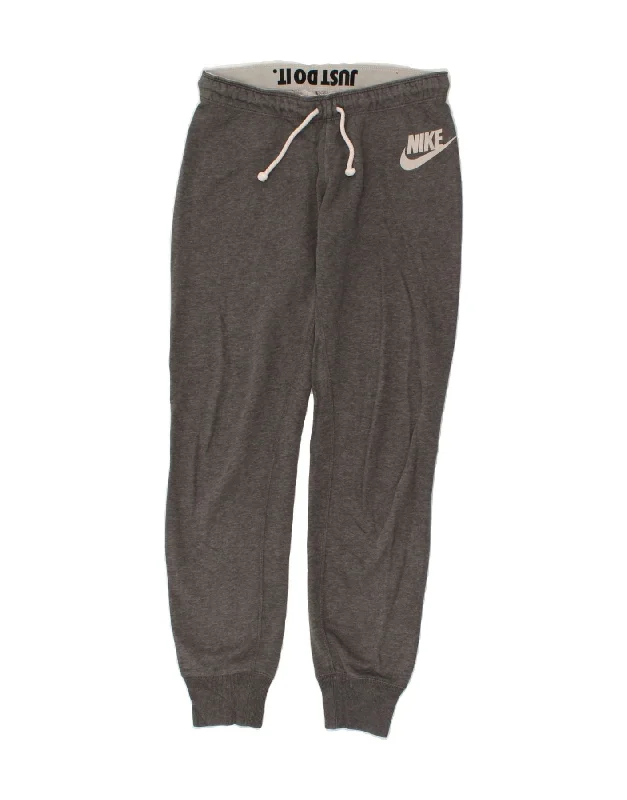 NIKE Womens Graphic Tracksuit Trousers Joggers UK 10 Small Grey