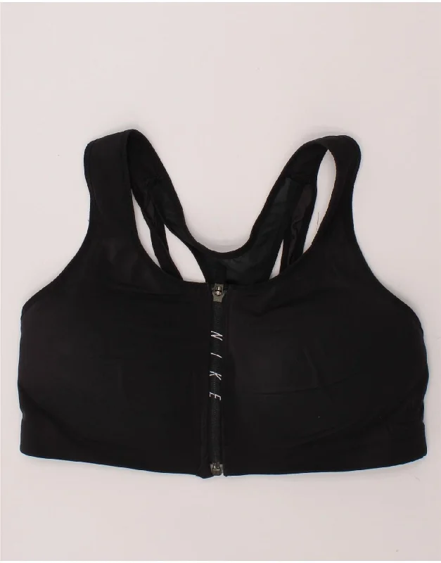 NIKE Womens Sport Bra Top UK 12 Medium Black Polyester