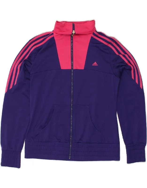 ADIDAS Womens Tracksuit Top Jacket UK 14 Large  Purple Colourblock