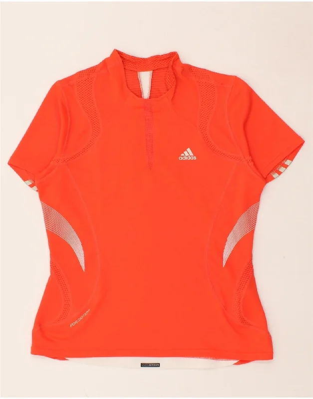 ADIDAS Womens Clima 365 Graphic T-Shirt Top UK 14 Medium Orange Polyester