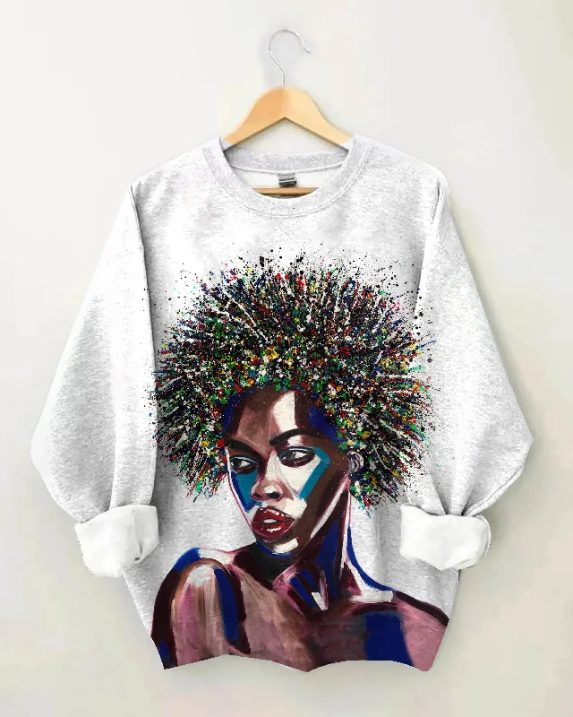 Artistic Afro Girl Long Sleeve Sweatshirt