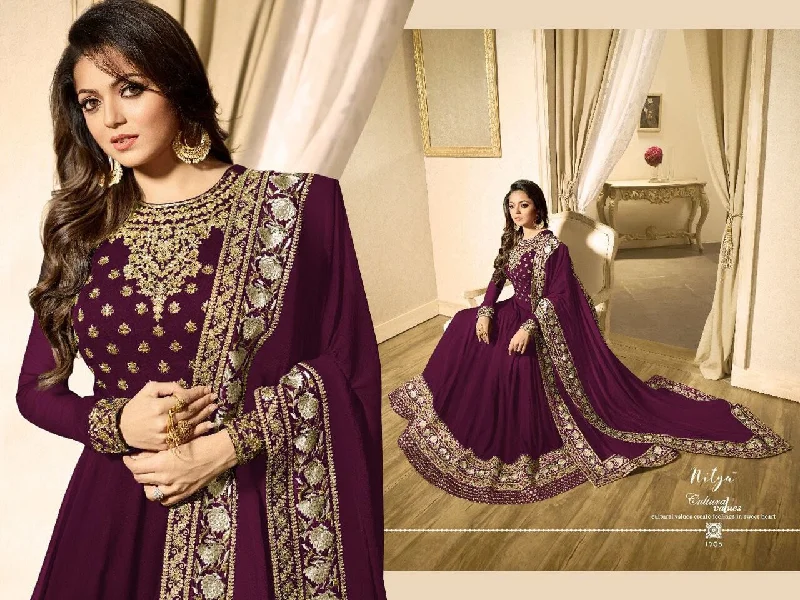 Wine LT 1703 Banglory Silk Georgette with Embroidery work Anarkali Suit