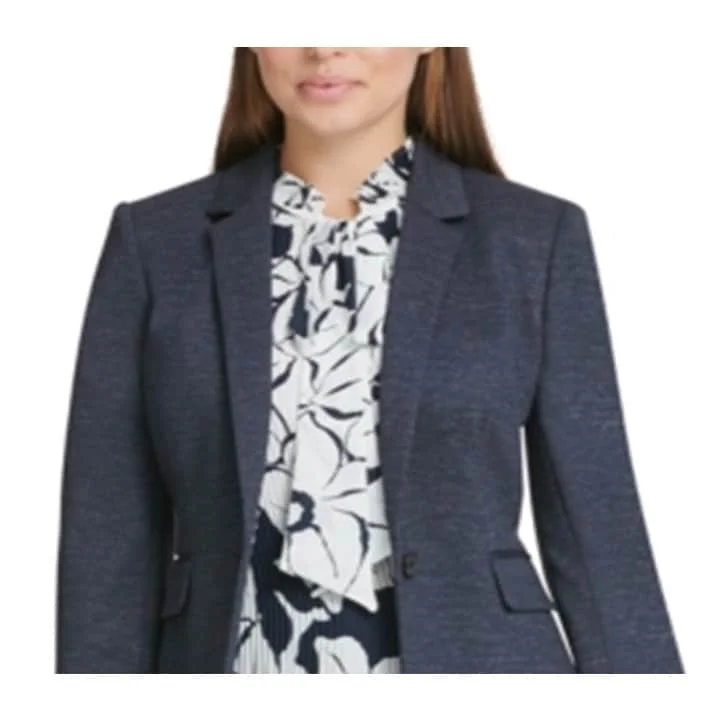 Dkny Women's Knit One Button Blazer Blue Size 10