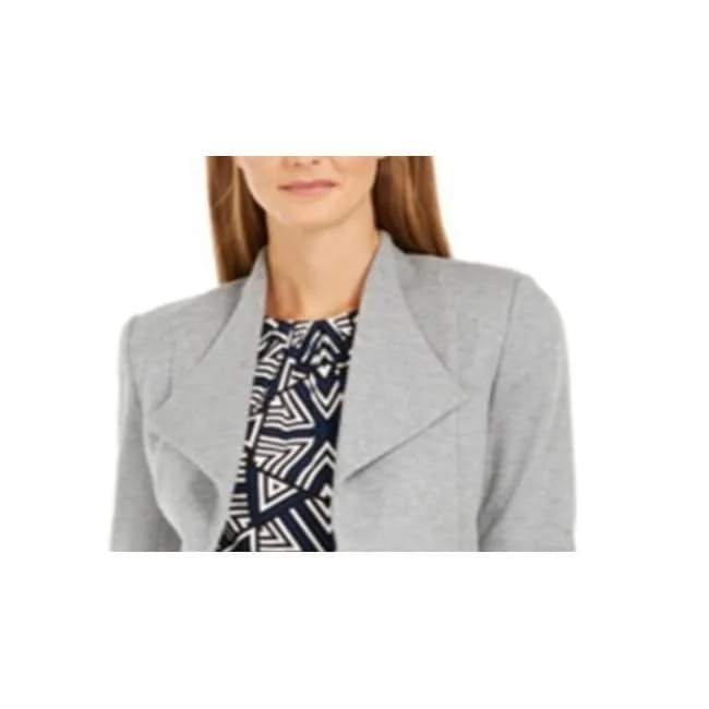 Calvin Klein Women's Open Front Wing Collar Blazer Gray Size 2