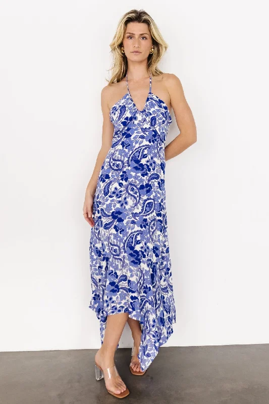 Camila Halter Maxi Dress | Blue + Ivory