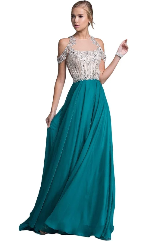 Aspeed Design - Bedazzled Illusion Halter Prom Dress